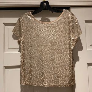 Express Gold Cropped Sequin Top